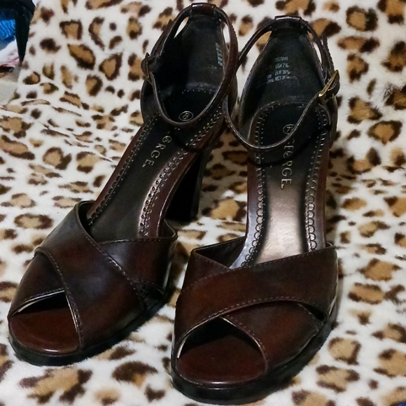 George Peep Toe Ankle Strap Heels 7.5 - Picture 2 of 12